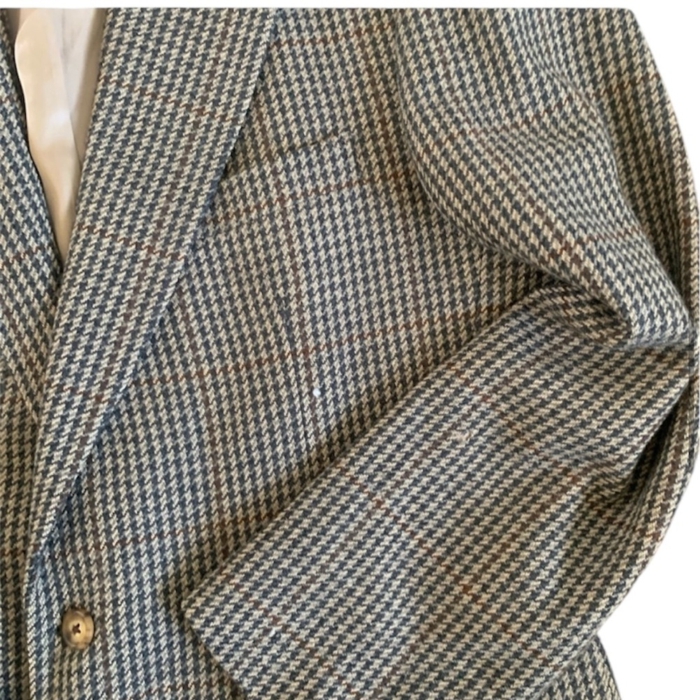 Brooks Brothers Classic Brown Houndstooth Blazer Jacket Size 42 - Picture 7 of 10